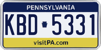 PA license plate KBD5331