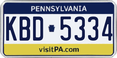 PA license plate KBD5334