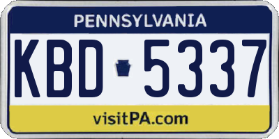 PA license plate KBD5337