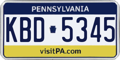 PA license plate KBD5345
