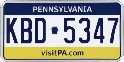 PA license plate KBD5347
