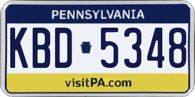 PA license plate KBD5348
