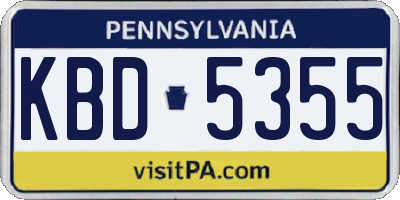 PA license plate KBD5355