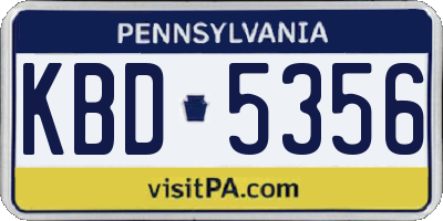 PA license plate KBD5356