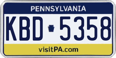 PA license plate KBD5358