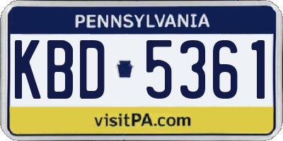 PA license plate KBD5361