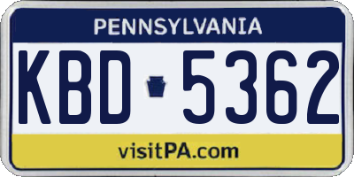 PA license plate KBD5362