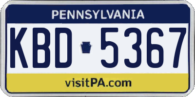 PA license plate KBD5367