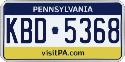 PA license plate KBD5368