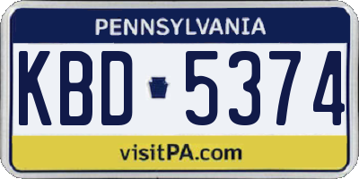 PA license plate KBD5374