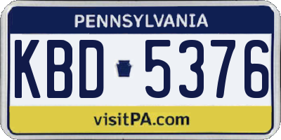 PA license plate KBD5376