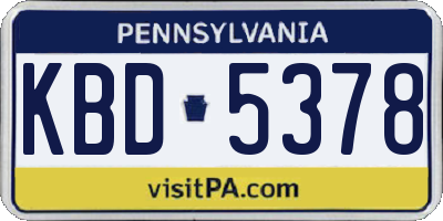 PA license plate KBD5378