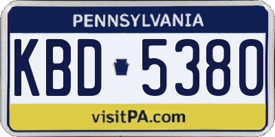 PA license plate KBD5380