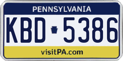 PA license plate KBD5386
