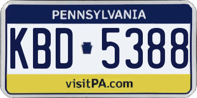 PA license plate KBD5388