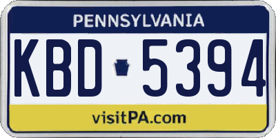 PA license plate KBD5394