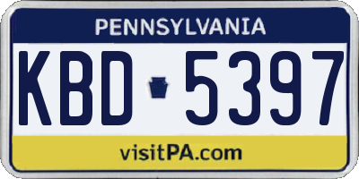 PA license plate KBD5397