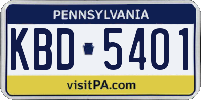 PA license plate KBD5401