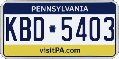 PA license plate KBD5403