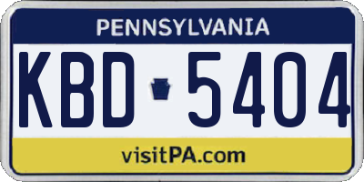 PA license plate KBD5404