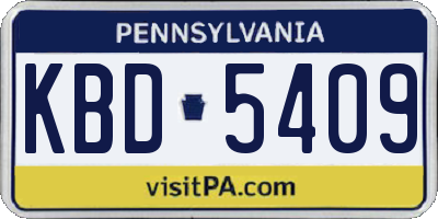 PA license plate KBD5409