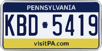 PA license plate KBD5419