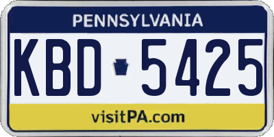 PA license plate KBD5425