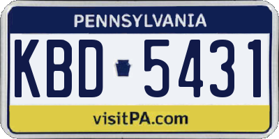 PA license plate KBD5431