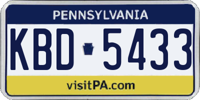 PA license plate KBD5433