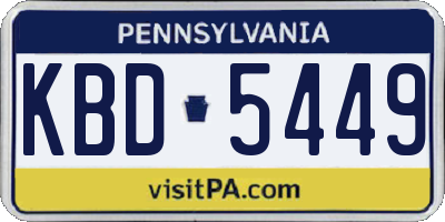 PA license plate KBD5449