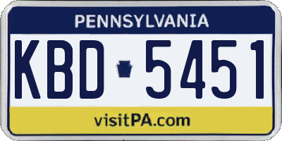 PA license plate KBD5451