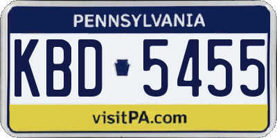PA license plate KBD5455