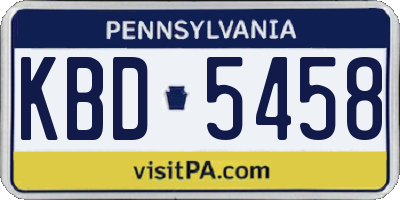 PA license plate KBD5458