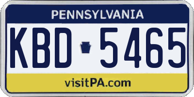 PA license plate KBD5465