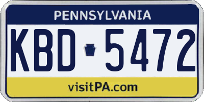 PA license plate KBD5472