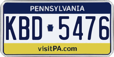 PA license plate KBD5476