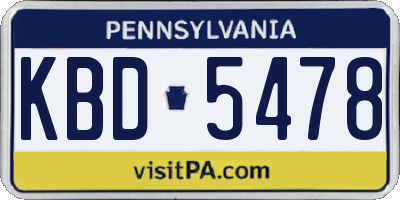 PA license plate KBD5478
