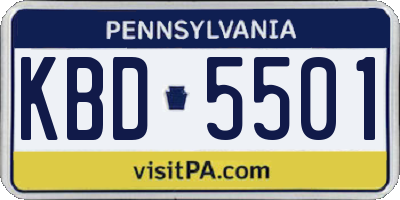 PA license plate KBD5501