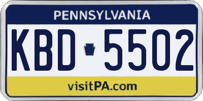 PA license plate KBD5502