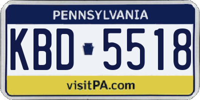 PA license plate KBD5518