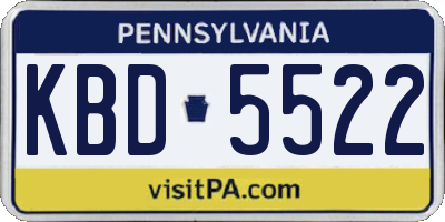 PA license plate KBD5522