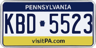 PA license plate KBD5523