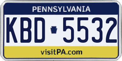 PA license plate KBD5532