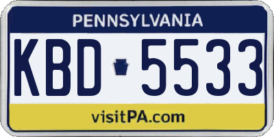 PA license plate KBD5533