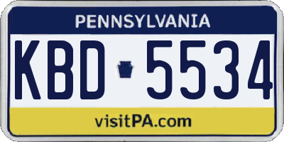 PA license plate KBD5534