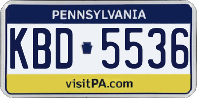 PA license plate KBD5536