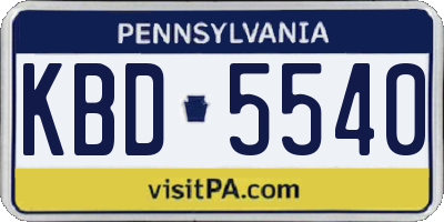 PA license plate KBD5540