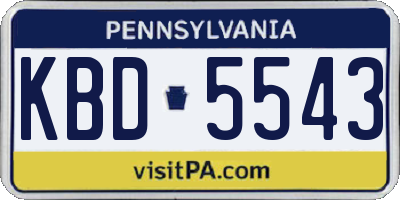 PA license plate KBD5543