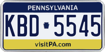 PA license plate KBD5545