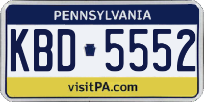 PA license plate KBD5552